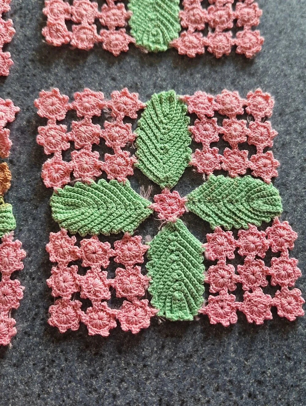Handmade Crochet Floral & Leaf Coaster Set of 4